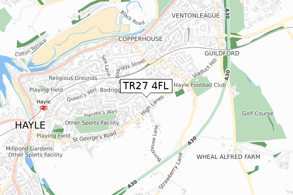 TR27 4FL map - small scale - OS Open Zoomstack (Ordnance Survey)