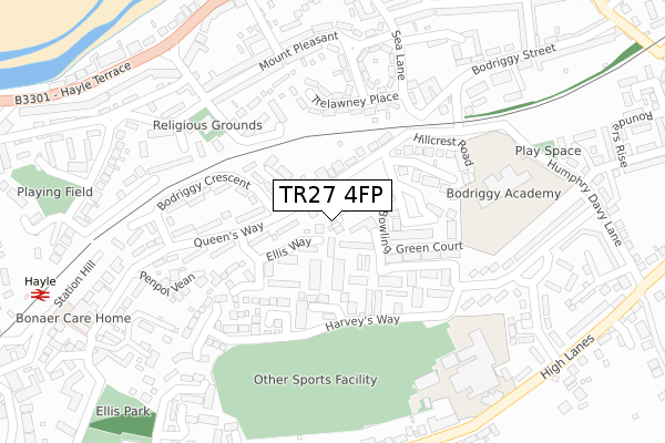 TR27 4FP map - large scale - OS Open Zoomstack (Ordnance Survey)