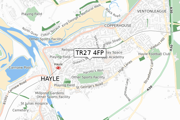 TR27 4FP map - small scale - OS Open Zoomstack (Ordnance Survey)