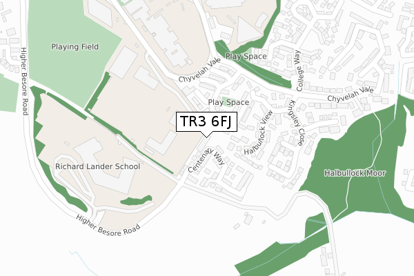 TR3 6FJ map - large scale - OS Open Zoomstack (Ordnance Survey)