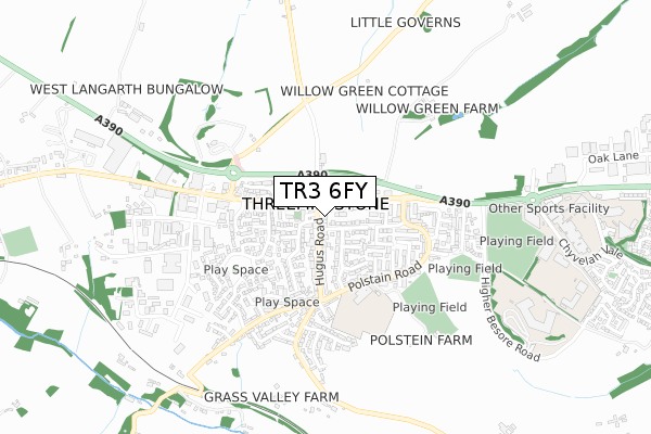 TR3 6FY map - small scale - OS Open Zoomstack (Ordnance Survey)