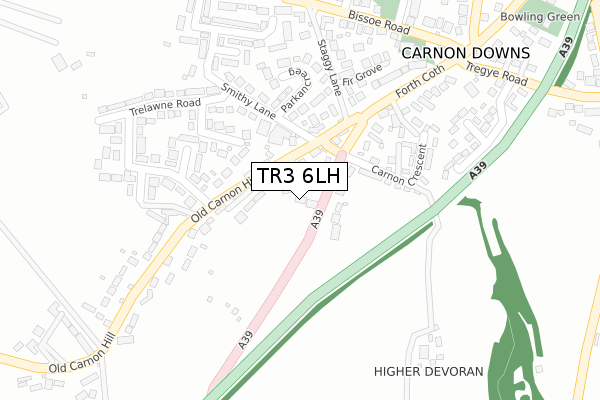 TR3 6LH map - large scale - OS Open Zoomstack (Ordnance Survey)