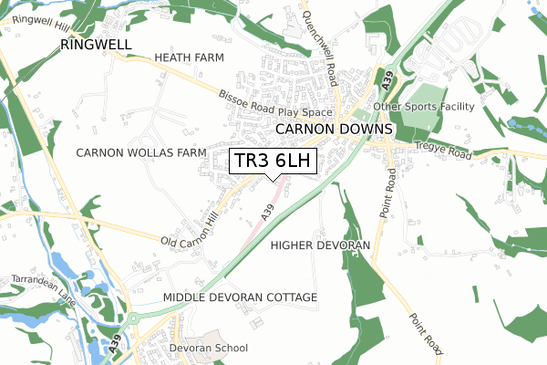 TR3 6LH map - small scale - OS Open Zoomstack (Ordnance Survey)