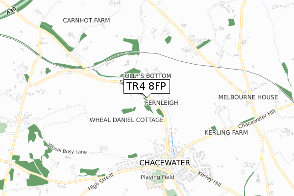 TR4 8FP map - small scale - OS Open Zoomstack (Ordnance Survey)