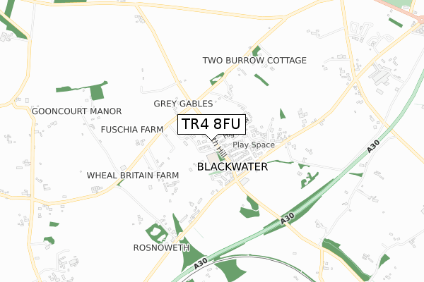 TR4 8FU map - small scale - OS Open Zoomstack (Ordnance Survey)