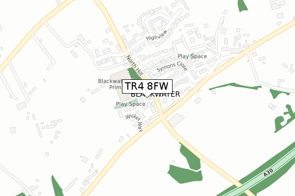 TR4 8FW map - large scale - OS Open Zoomstack (Ordnance Survey)