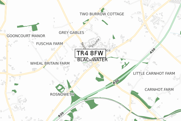 TR4 8FW map - small scale - OS Open Zoomstack (Ordnance Survey)