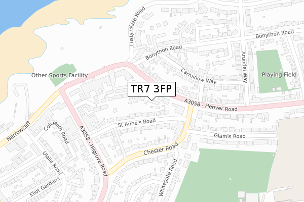 TR7 3FP map - large scale - OS Open Zoomstack (Ordnance Survey)