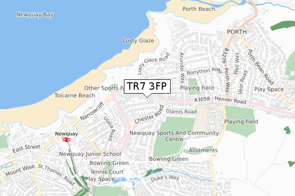 TR7 3FP map - small scale - OS Open Zoomstack (Ordnance Survey)