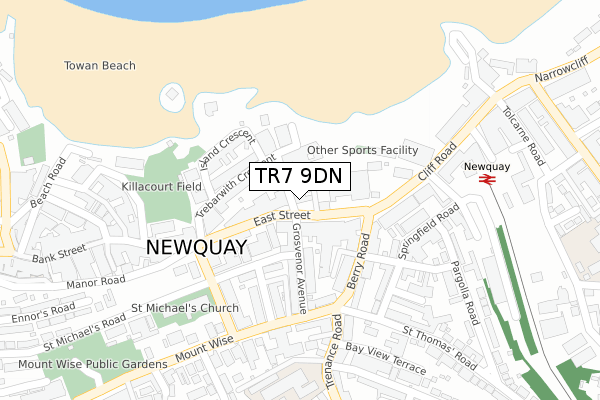 TR7 9DN map - large scale - OS Open Zoomstack (Ordnance Survey)