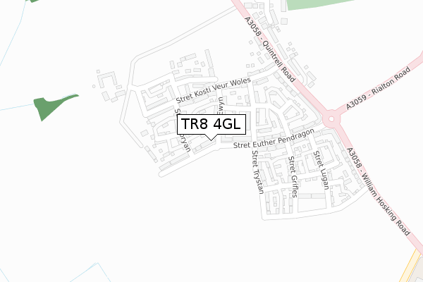 TR8 4GL map - large scale - OS Open Zoomstack (Ordnance Survey)