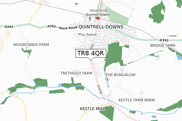 TR8 4QR map - small scale - OS Open Zoomstack (Ordnance Survey)