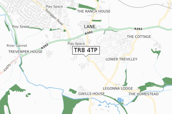 TR8 4TP map - small scale - OS Open Zoomstack (Ordnance Survey)