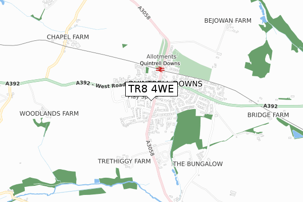 TR8 4WE map - small scale - OS Open Zoomstack (Ordnance Survey)