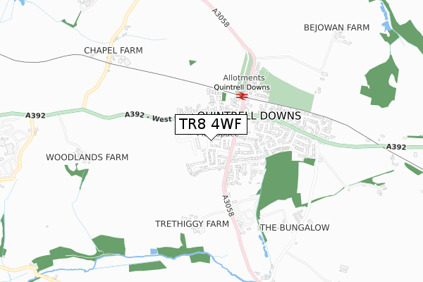 TR8 4WF map - small scale - OS Open Zoomstack (Ordnance Survey)