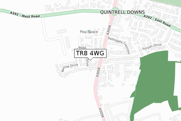 TR8 4WG map - large scale - OS Open Zoomstack (Ordnance Survey)