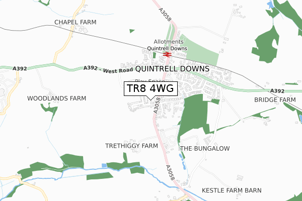 TR8 4WG map - small scale - OS Open Zoomstack (Ordnance Survey)