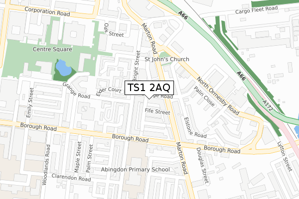 TS1 2AQ map - large scale - OS Open Zoomstack (Ordnance Survey)