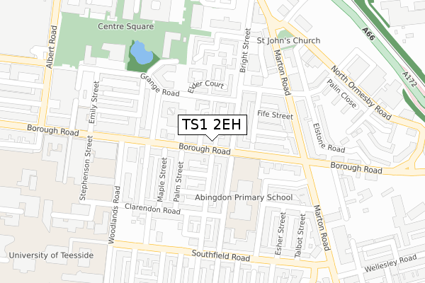 TS1 2EH map - large scale - OS Open Zoomstack (Ordnance Survey)