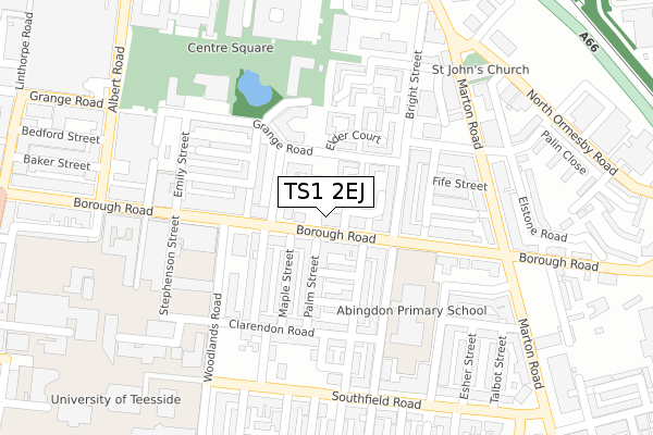 TS1 2EJ map - large scale - OS Open Zoomstack (Ordnance Survey)