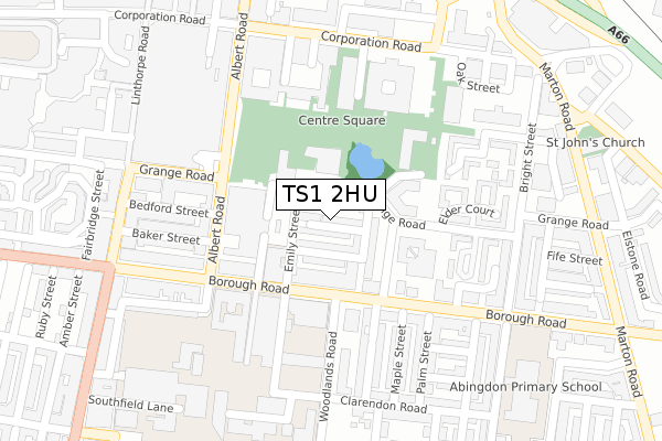 TS1 2HU map - large scale - OS Open Zoomstack (Ordnance Survey)