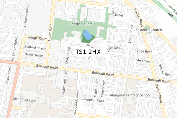 TS1 2HX map - large scale - OS Open Zoomstack (Ordnance Survey)