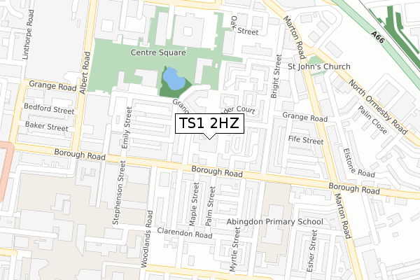 TS1 2HZ map - large scale - OS Open Zoomstack (Ordnance Survey)