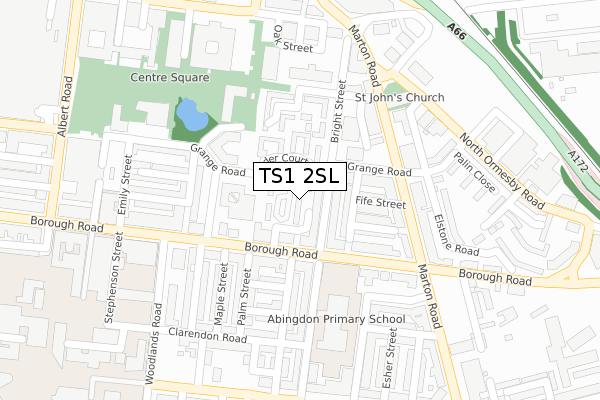 TS1 2SL map - large scale - OS Open Zoomstack (Ordnance Survey)