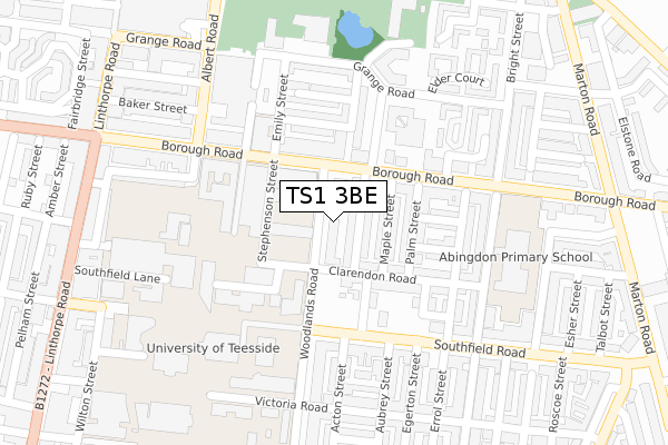 TS1 3BE map - large scale - OS Open Zoomstack (Ordnance Survey)