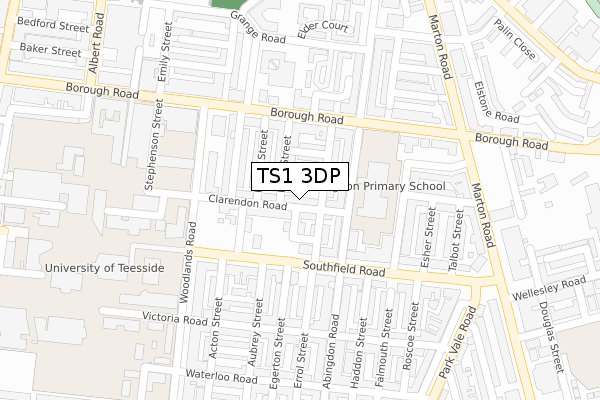 TS1 3DP map - large scale - OS Open Zoomstack (Ordnance Survey)