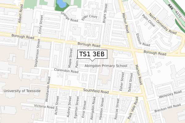 TS1 3EB map - large scale - OS Open Zoomstack (Ordnance Survey)