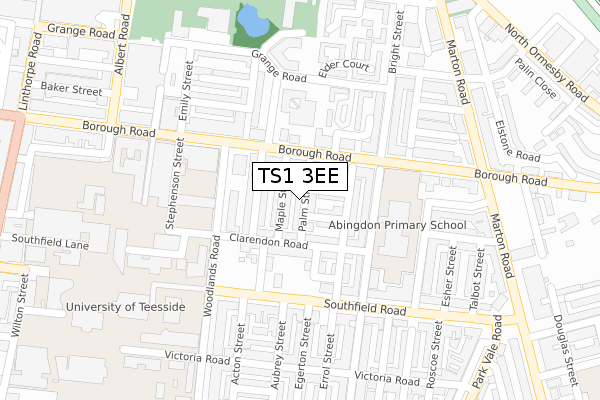 TS1 3EE map - large scale - OS Open Zoomstack (Ordnance Survey)