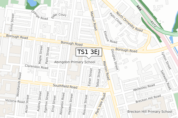 TS1 3EJ map - large scale - OS Open Zoomstack (Ordnance Survey)