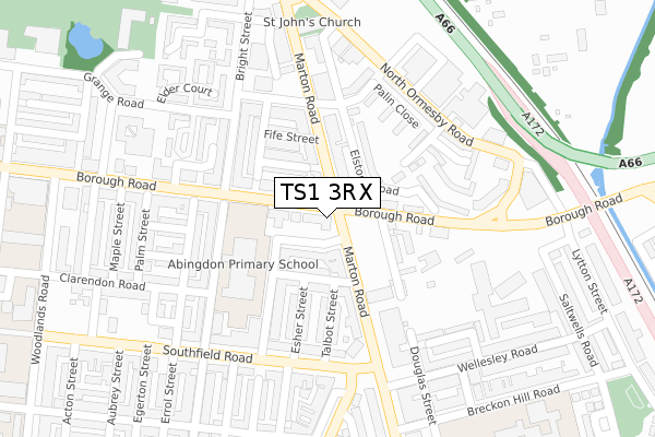 TS1 3RX map - large scale - OS Open Zoomstack (Ordnance Survey)