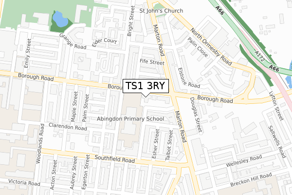 TS1 3RY map - large scale - OS Open Zoomstack (Ordnance Survey)