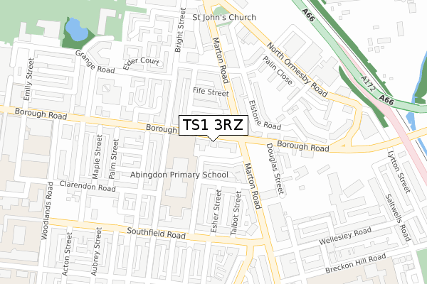 TS1 3RZ map - large scale - OS Open Zoomstack (Ordnance Survey)