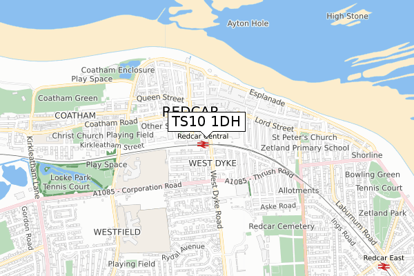 TS10 1DH map - small scale - OS Open Zoomstack (Ordnance Survey)