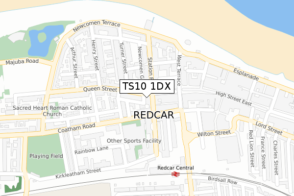 TS10 1DX map - large scale - OS Open Zoomstack (Ordnance Survey)