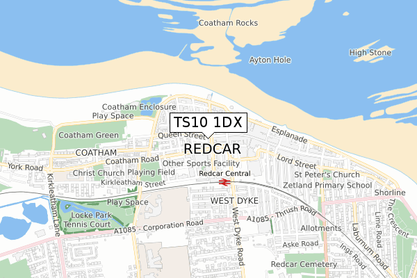 TS10 1DX map - small scale - OS Open Zoomstack (Ordnance Survey)