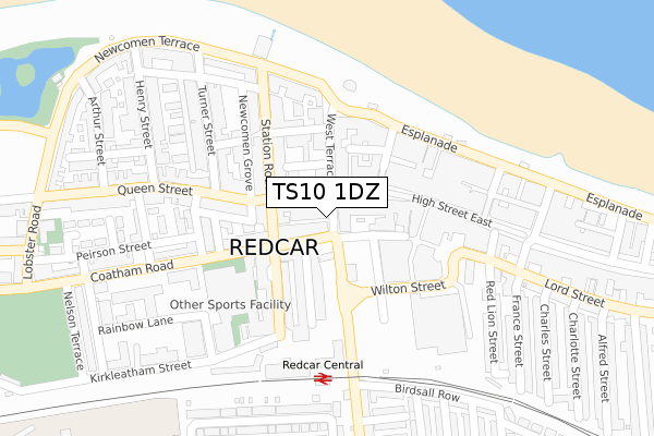 TS10 1DZ map - large scale - OS Open Zoomstack (Ordnance Survey)