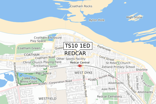 TS10 1ED map - small scale - OS Open Zoomstack (Ordnance Survey)