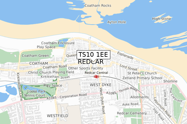 TS10 1EE map - small scale - OS Open Zoomstack (Ordnance Survey)