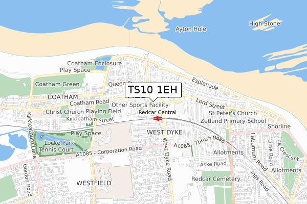 TS10 1EH map - small scale - OS Open Zoomstack (Ordnance Survey)