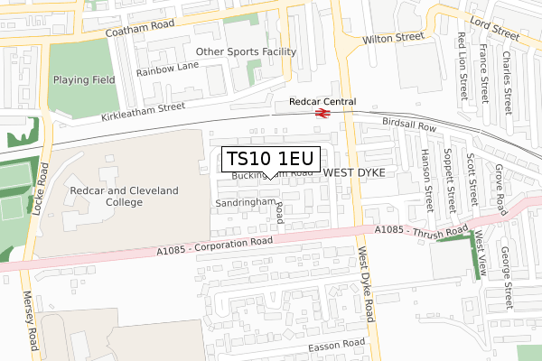 TS10 1EU map - large scale - OS Open Zoomstack (Ordnance Survey)