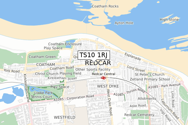 TS10 1RJ map - small scale - OS Open Zoomstack (Ordnance Survey)