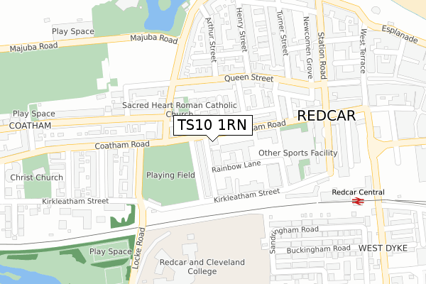 TS10 1RN map - large scale - OS Open Zoomstack (Ordnance Survey)