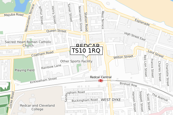 TS10 1RQ map - large scale - OS Open Zoomstack (Ordnance Survey)