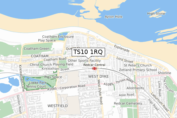 TS10 1RQ map - small scale - OS Open Zoomstack (Ordnance Survey)