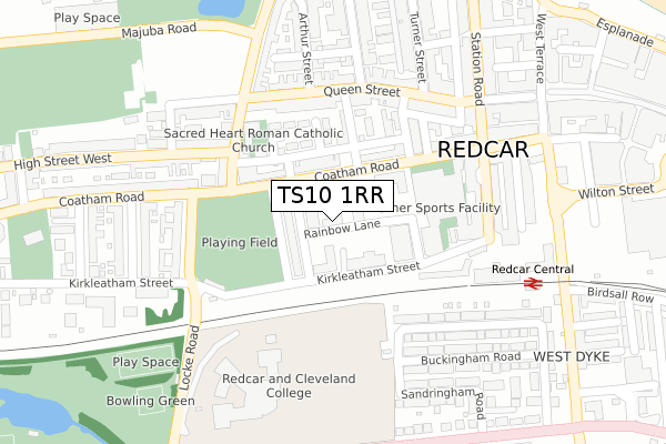 TS10 1RR map - large scale - OS Open Zoomstack (Ordnance Survey)