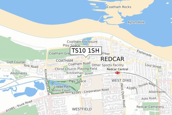 TS10 1SH map - small scale - OS Open Zoomstack (Ordnance Survey)